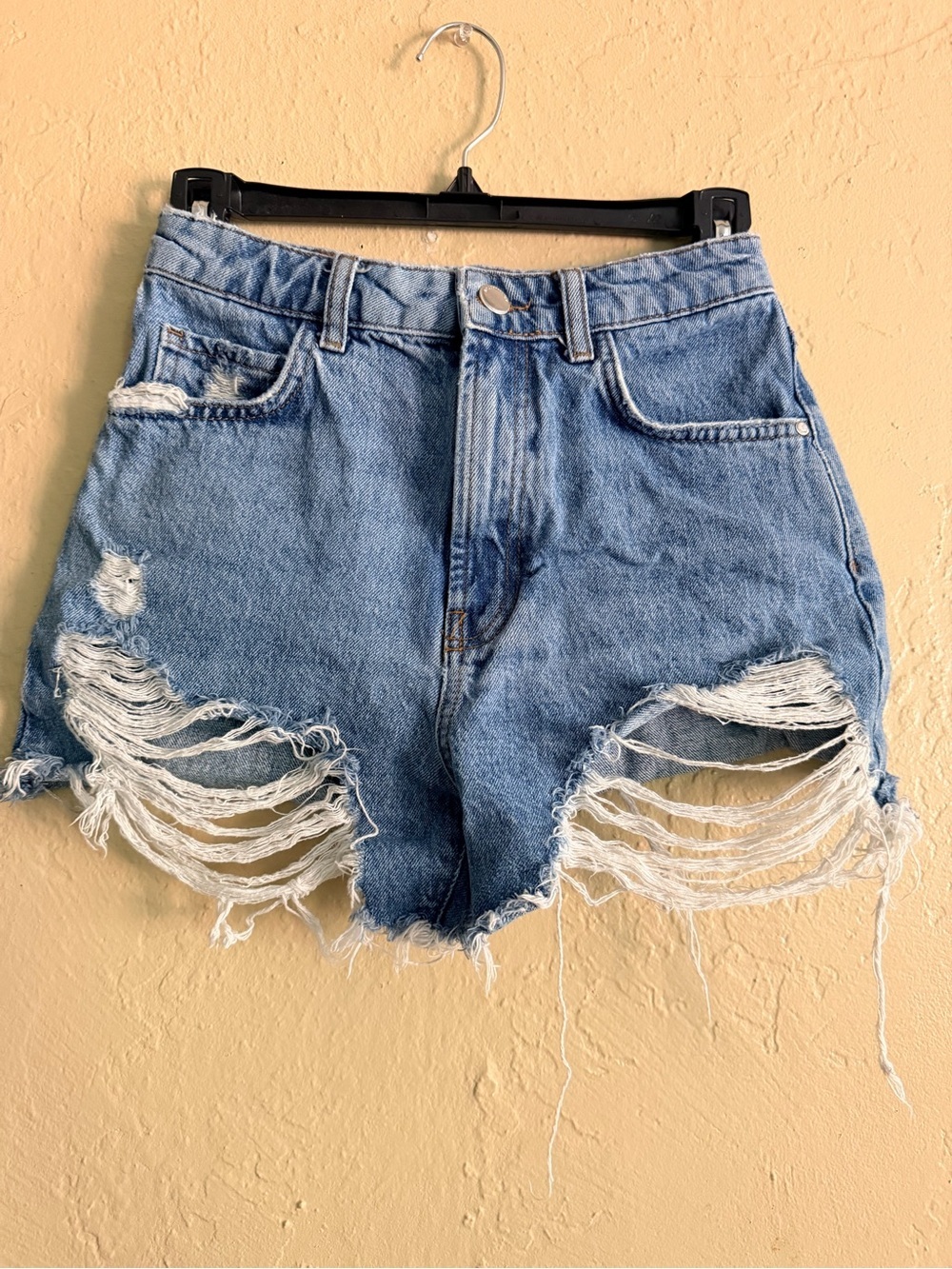 Zara Woman’s Distressed Light Blue Denim Shorts, Size: 2